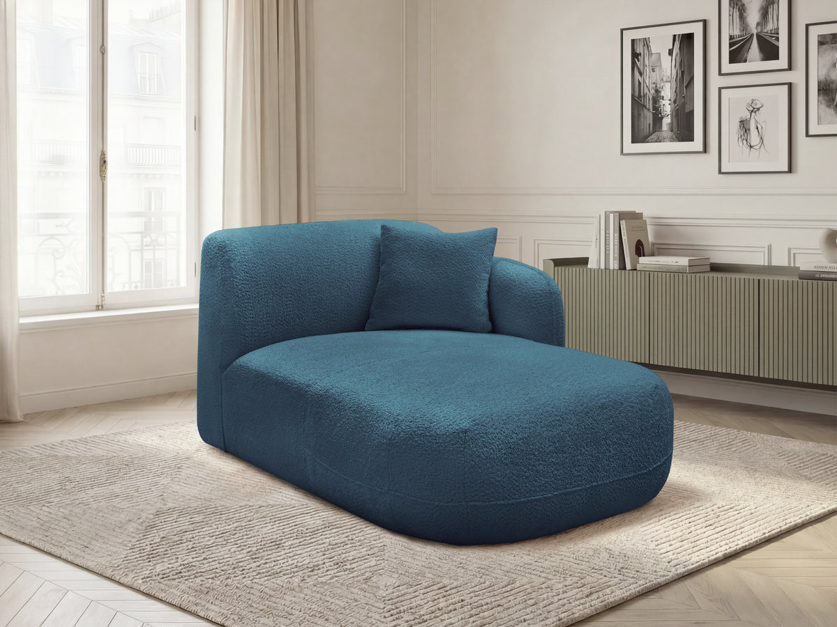 Méridienne avec accoudoir pour canapé modulable ANDA chenille bleu clair