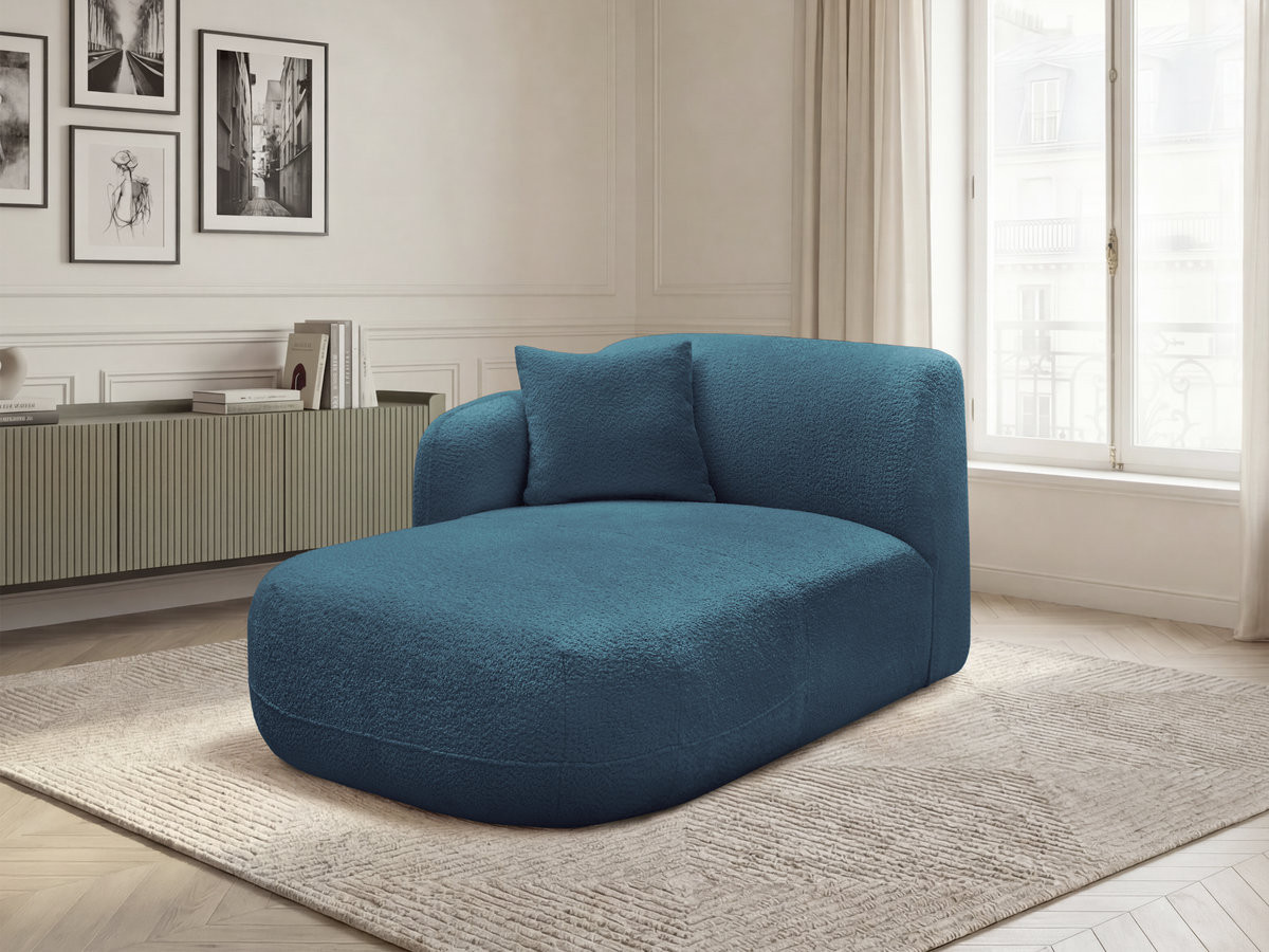 Méridienne avec accoudoir pour canapé modulable ANDA tissu chenille bleu clair angle gauche BOBOCHIC 1 places