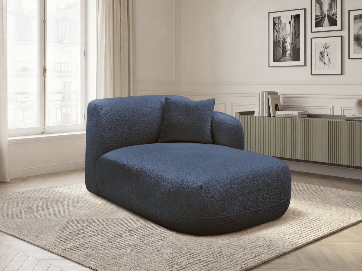 Méridienne avec accoudoir pour canapé modulable ANDA chenille bleu foncé