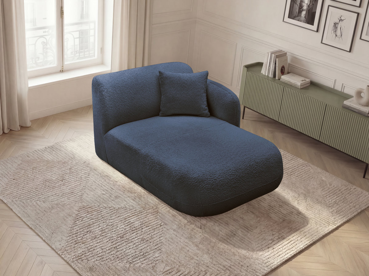 Méridienne avec accoudoir pour canapé modulable ANDA chenille bleu foncé — vue 5