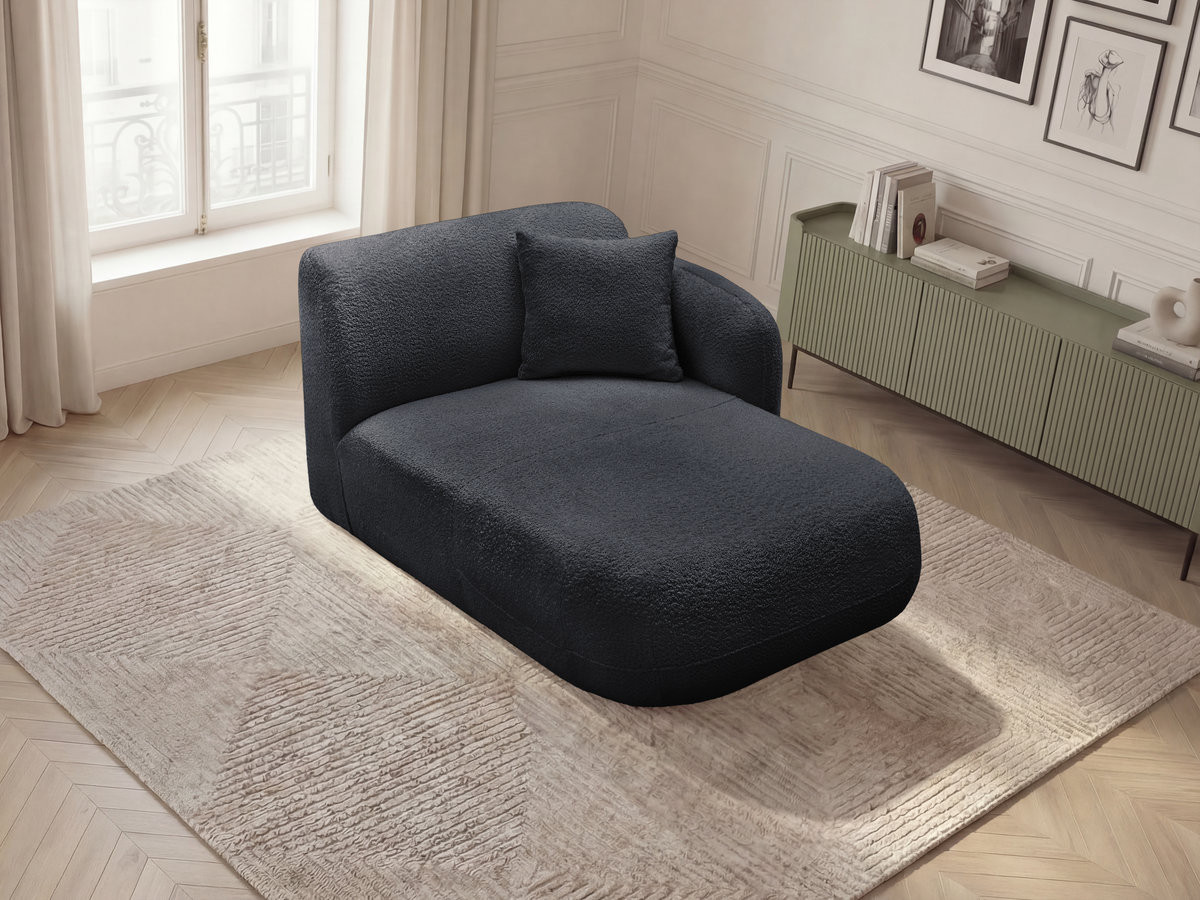 Méridienne avec accoudoir pour canapé modulable ANDA chenille noir — vue 5