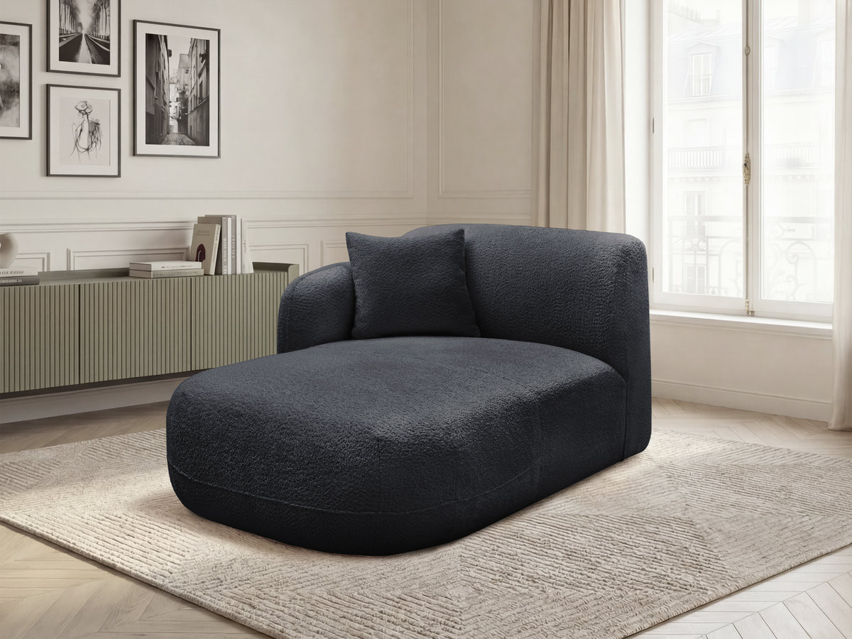 Méridienne avec accoudoir pour canapé modulable ANDA tissu chenille noir angle gauche BOBOCHIC 1 places Méridienne avec accoudoir pour canapé modulable ANDA tissu chenille noir angle gauche BOBOCHIC 1 places