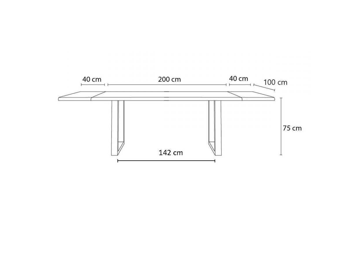 AWANI uitschuifbare eettafel met vierkante poten in massief eikenhout en metaal