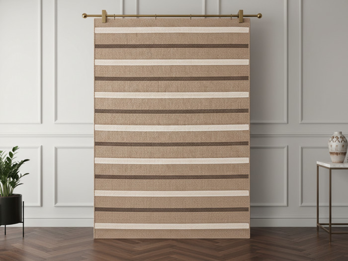 Tapis poils courtsHILDA aspect jute motif rayé