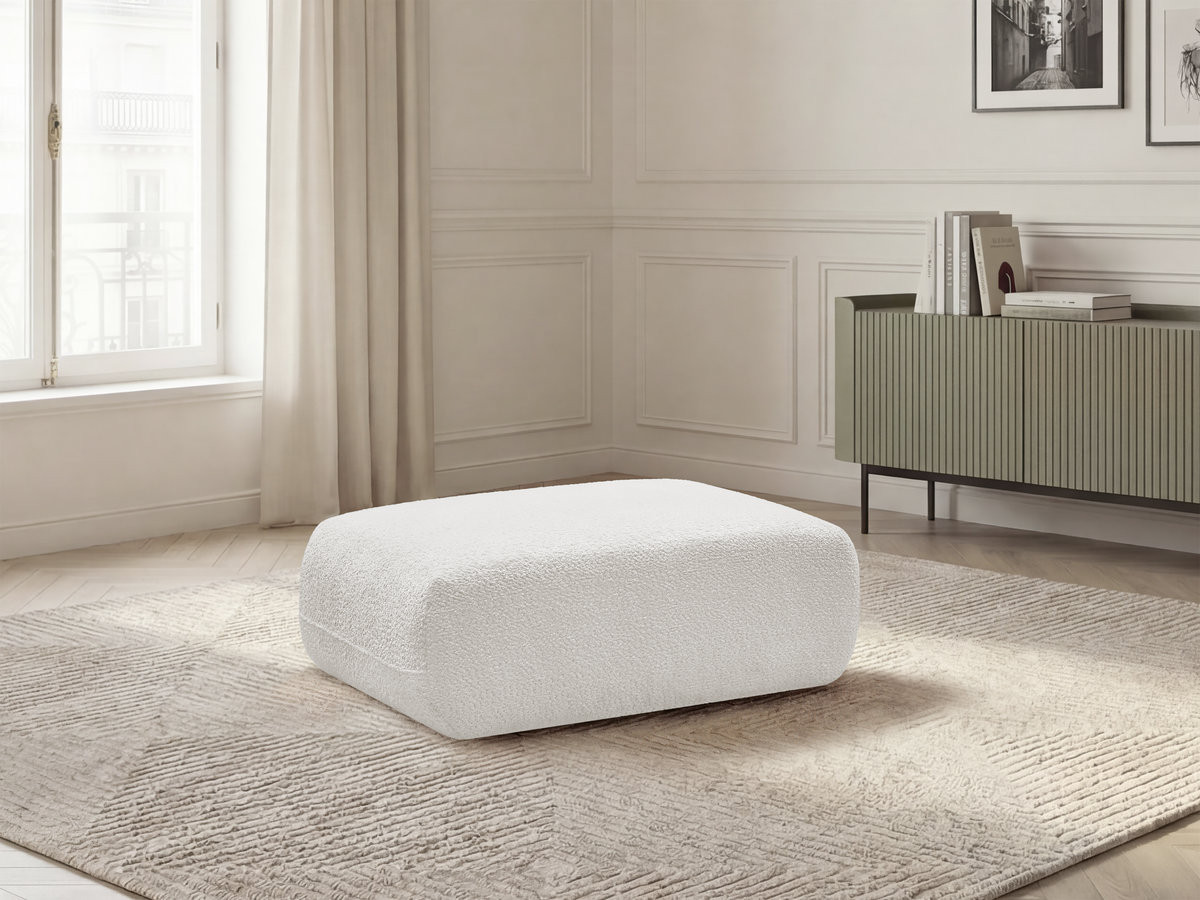 Pouf ANDA chenille blanc