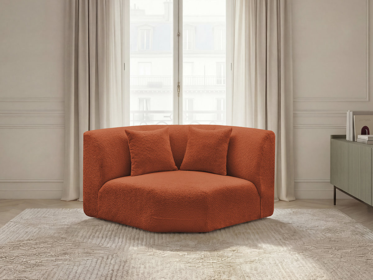 Grand angle pour canapé modulable ANDA chenille orange