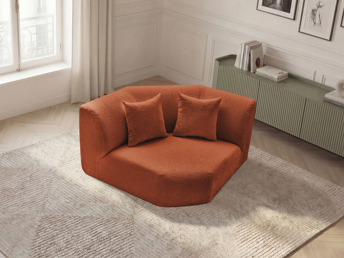 Grand angle pour canapé modulable ANDA chenille orange — vue 4