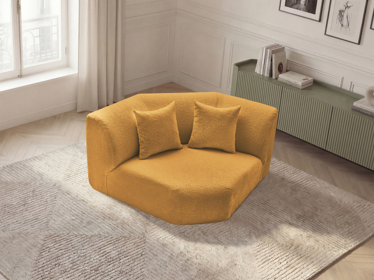 Grand angle pour canapé modulable ANDA chenille jaune — vue 4