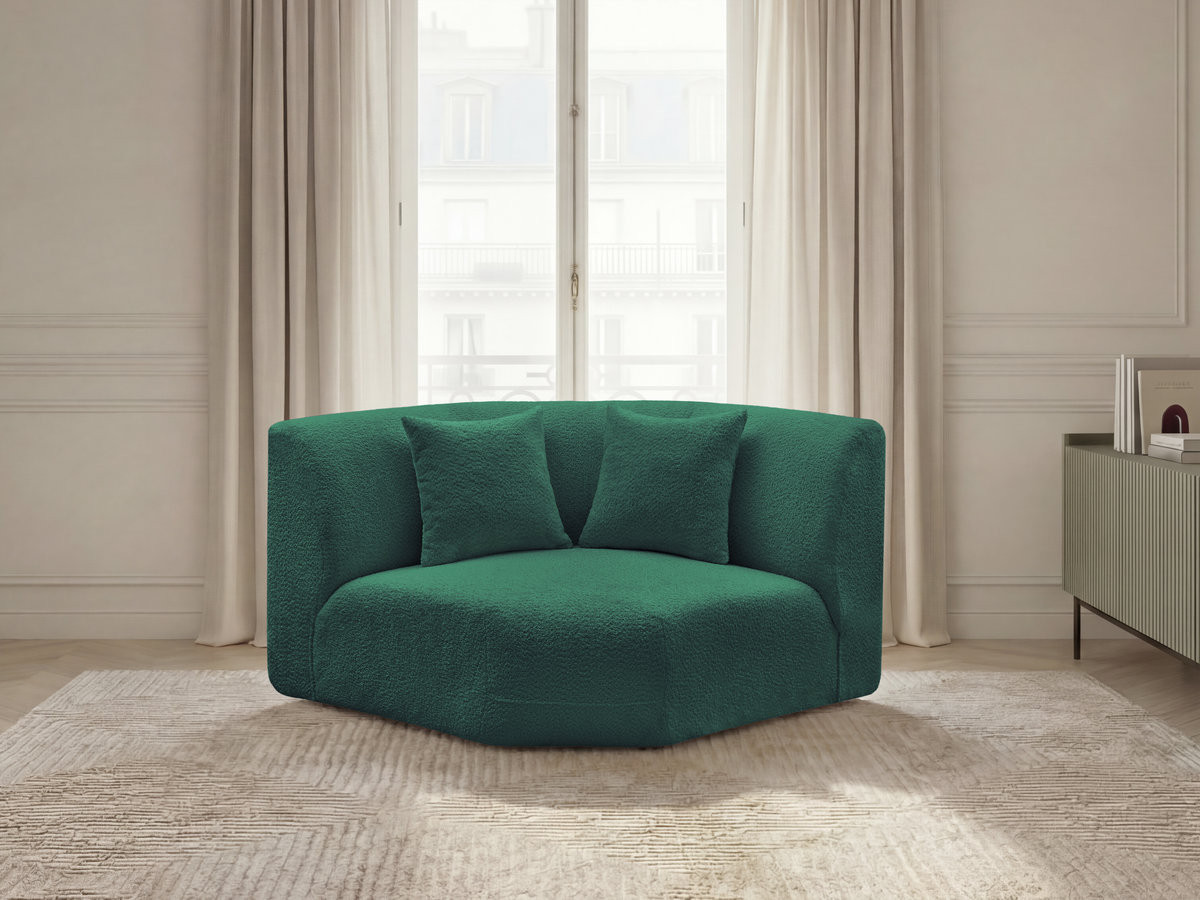 Grand angle pour canapé modulable ANDA chenille vert foncé