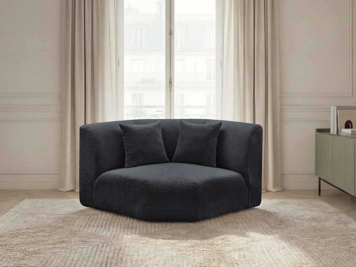 Grand angle pour canapé modulable ANDA chenille noir