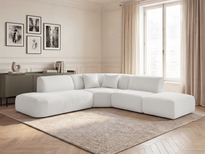 Canapé d'angle L fixe modulable ANDA tissu chenille