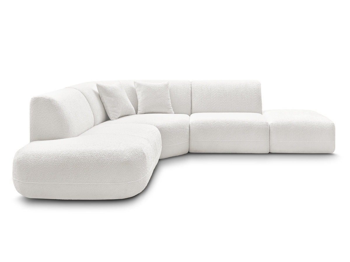 Canapé d'angle L modulable ANDA chenille blanc — vue 6