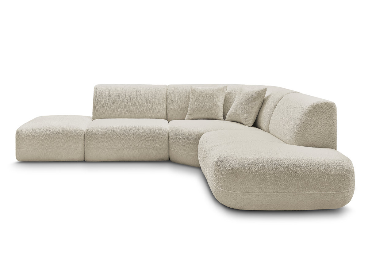 Canapé d'angle L fixe modulable ANDA tissu chenille