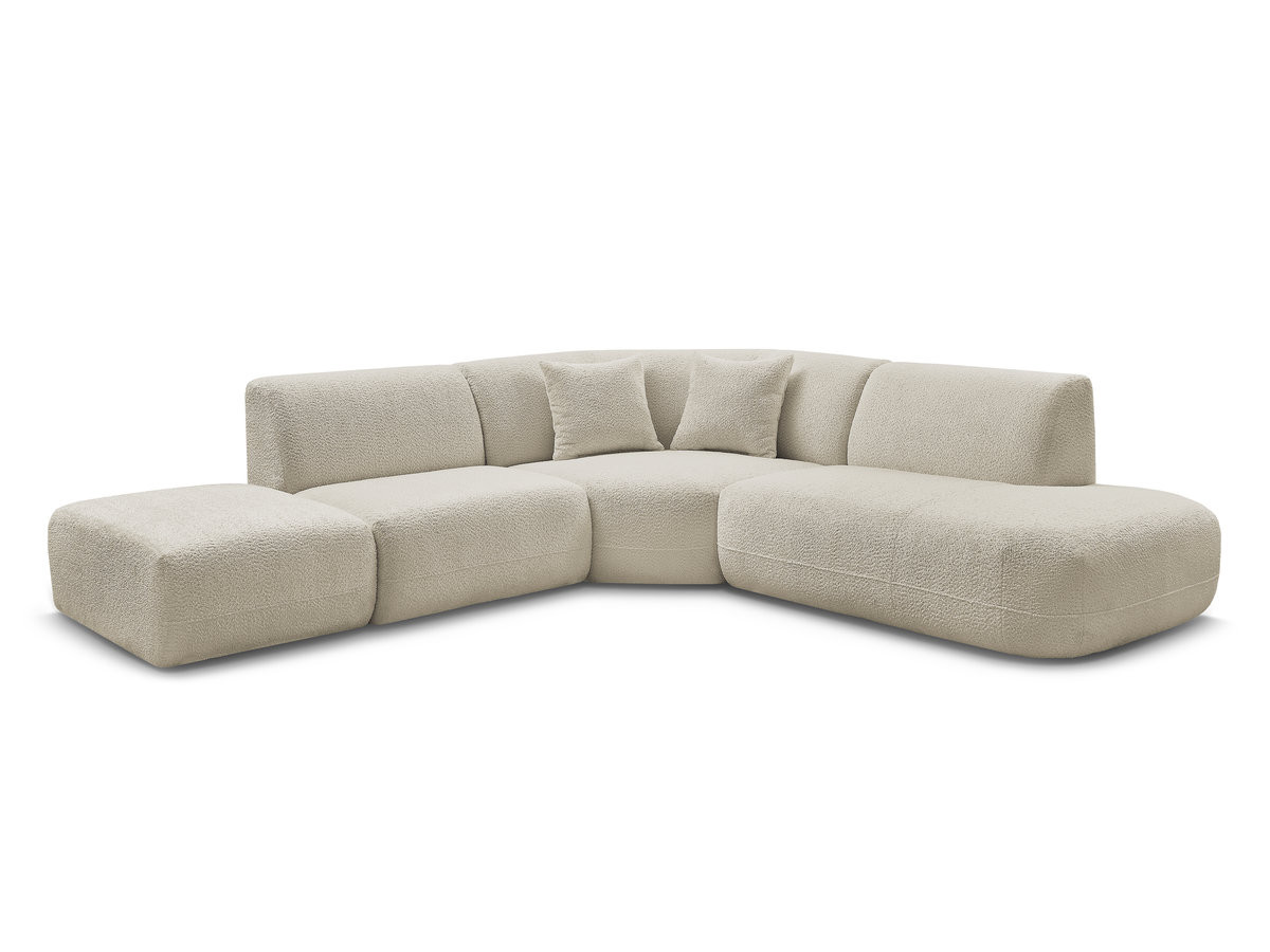 Canapé d'angle L fixe modulable ANDA tissu chenille