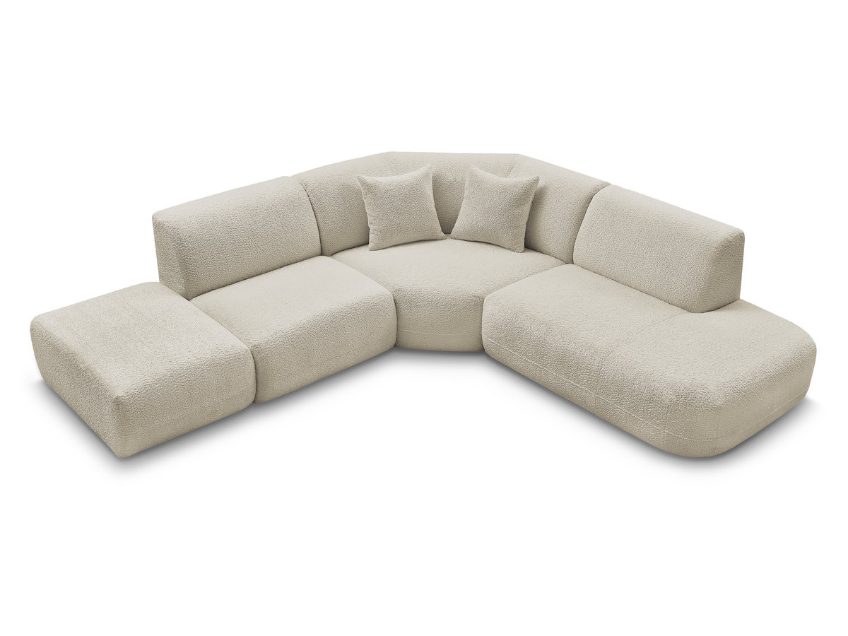 Canapé d'angle L fixe modulable ANDA tissu chenille