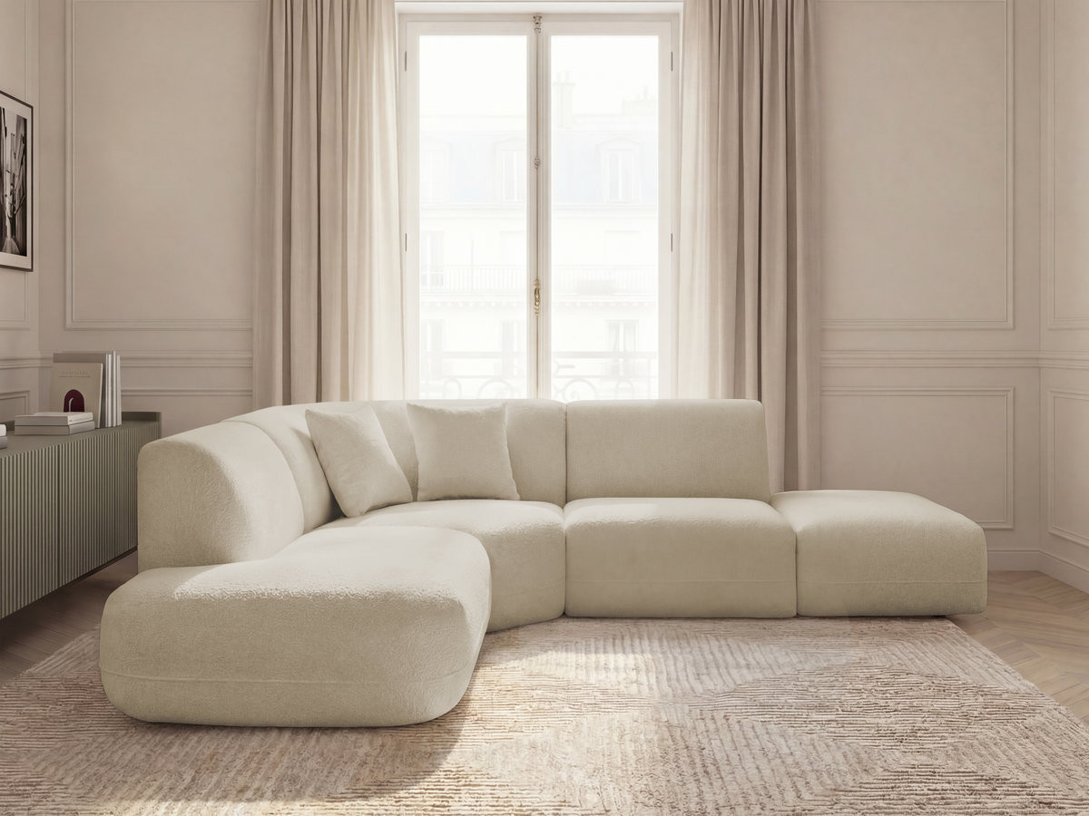Canapé d'angle L modulable ANDA chenille beige — vue 4