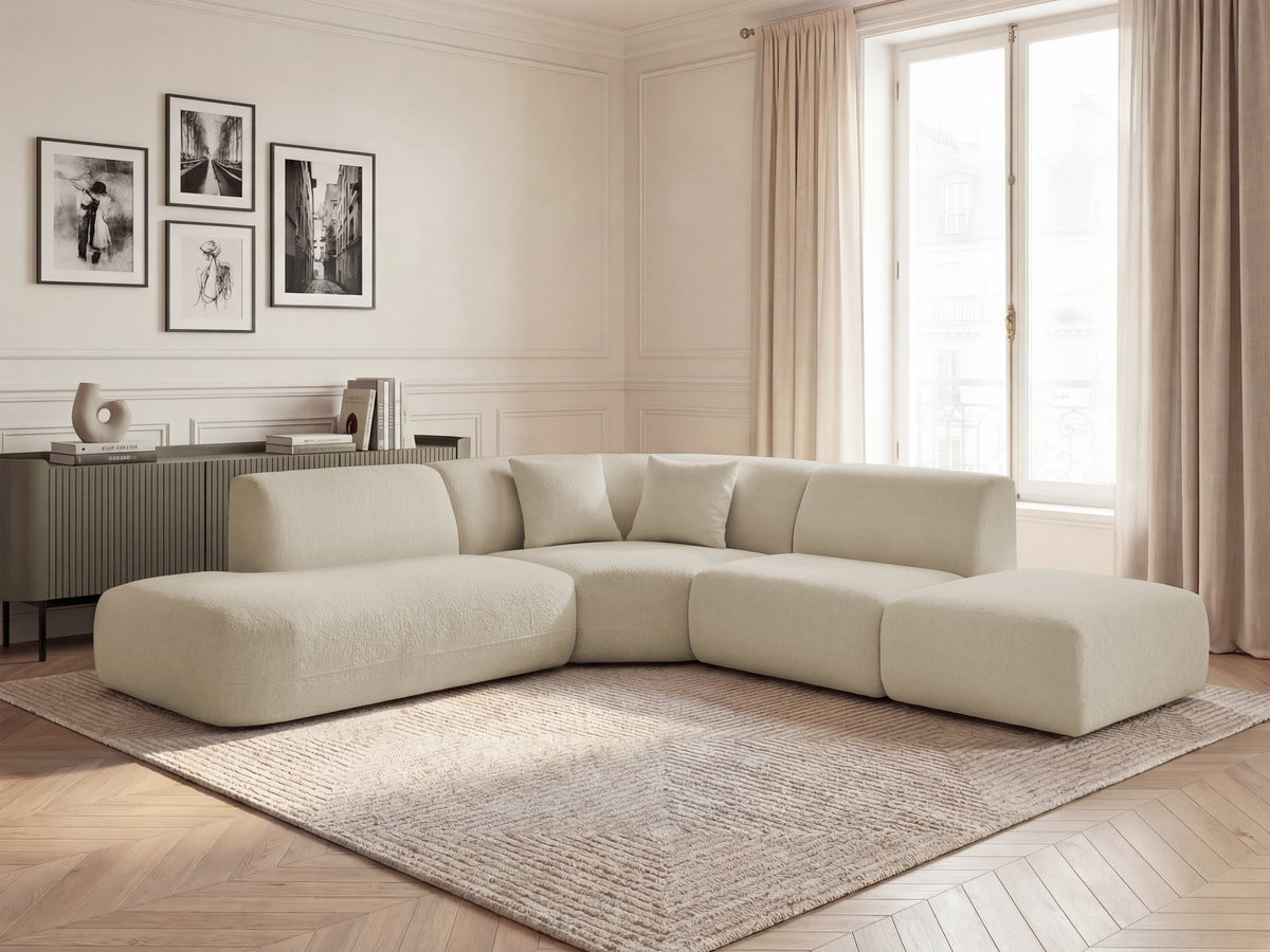 Canapé d'angle L modulable ANDA chenille beige