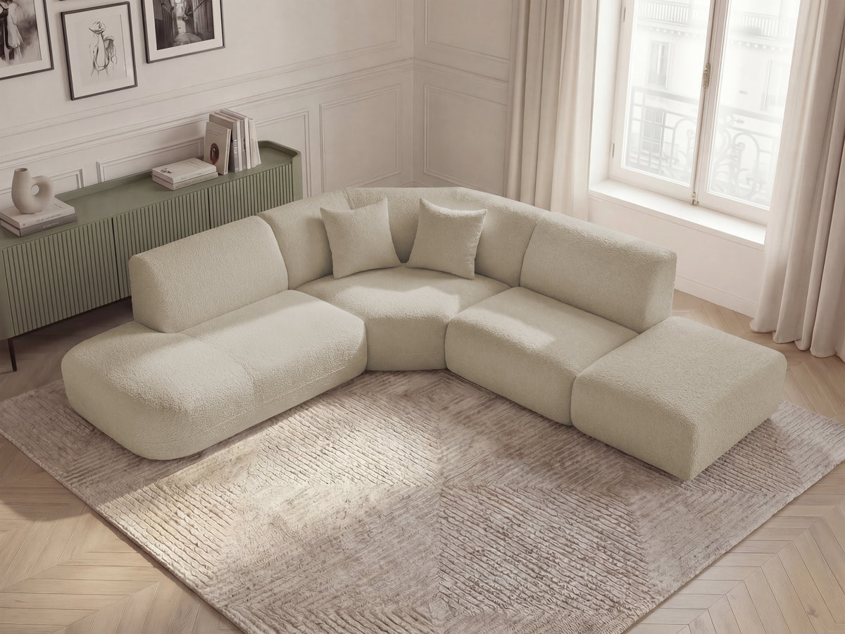 Canapé d'angle L modulable ANDA chenille beige — vue 5