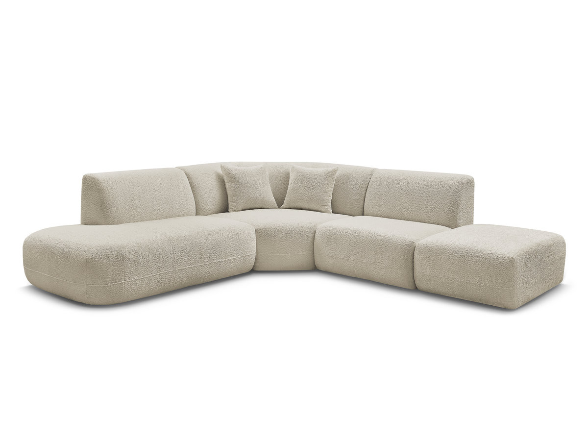 Canapé d'angle L fixe modulable ANDA tissu chenille