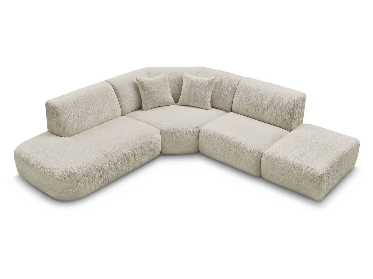 Canapé d'angle L fixe modulable ANDA tissu chenille