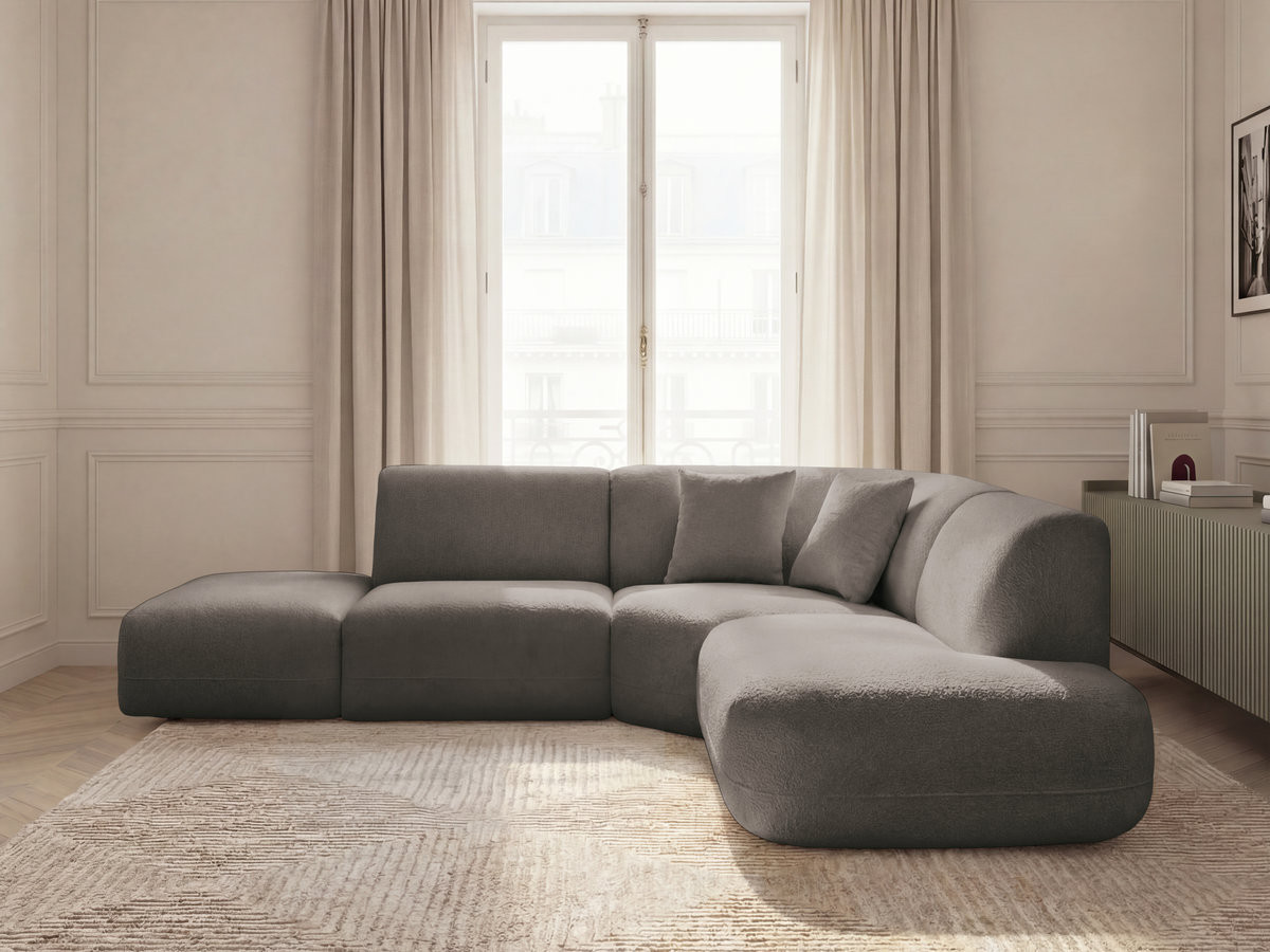 Canapé d'angle L fixe modulable ANDA tissu chenille