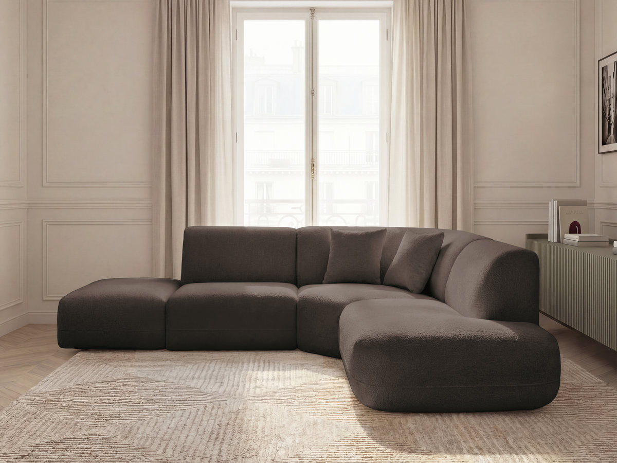 Canapé d'angle L fixe modulable ANDA tissu chenille