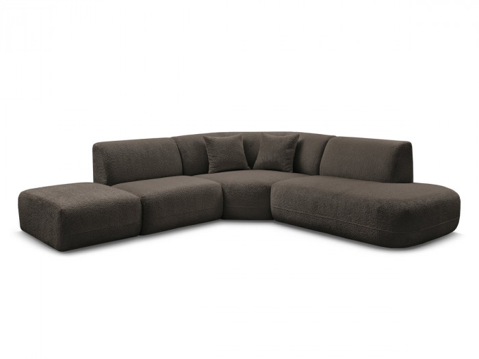 Canapé d'angle L fixe modulable ANDA tissu chenille