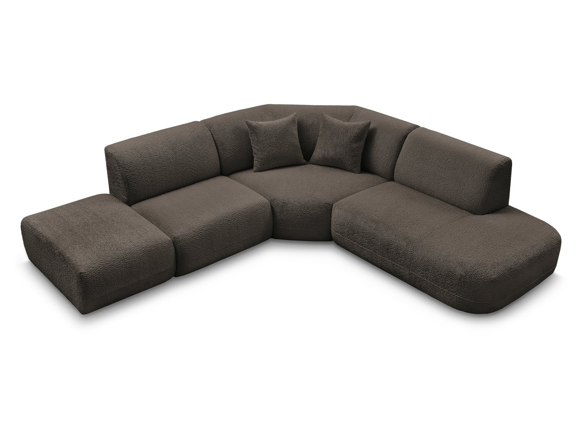 Canapé d'angle L fixe modulable ANDA tissu chenille