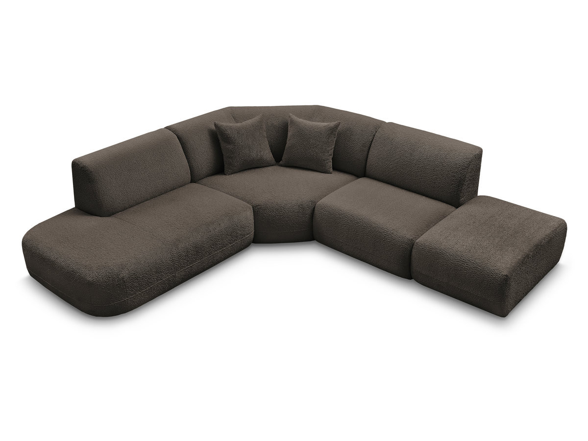 Canapé d'angle L fixe modulable ANDA tissu chenille