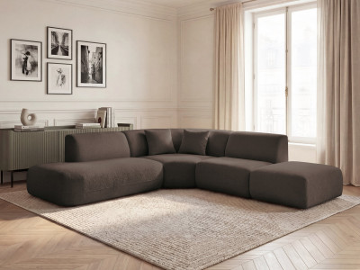 Canapé d'angle L fixe modulable ANDA tissu chenille