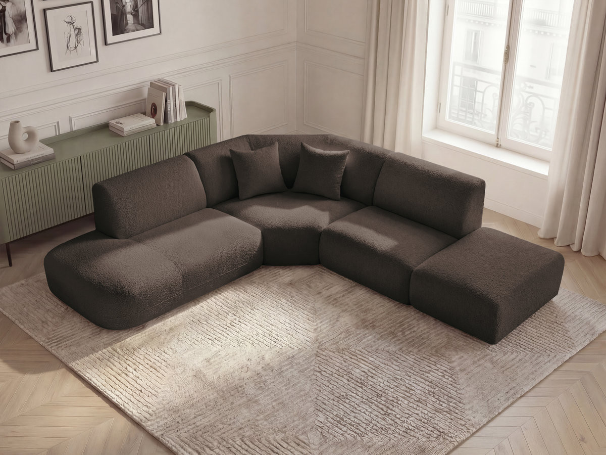 Canapé d'angle L modulable ANDA chenille marron — vue 5
