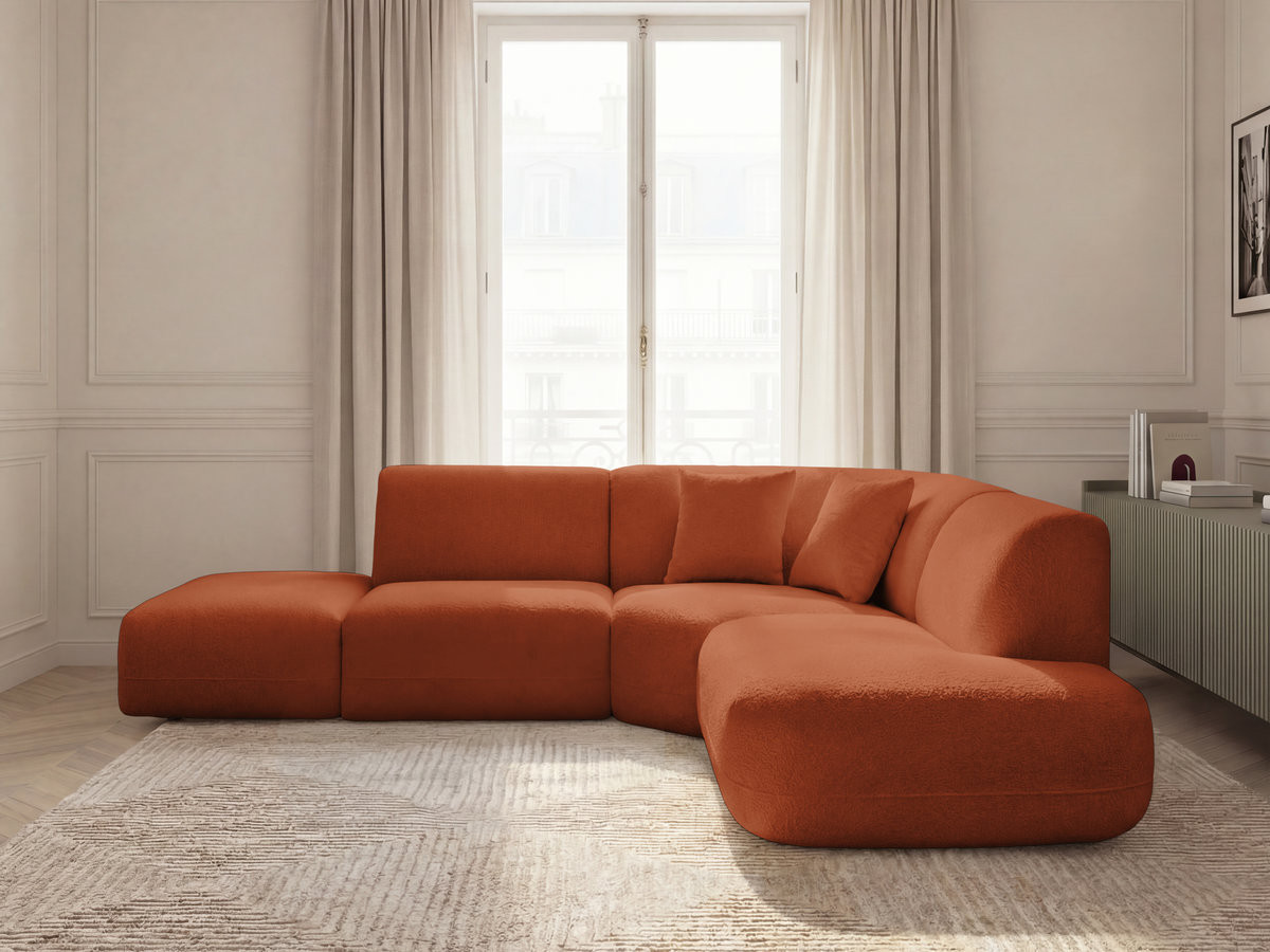 Canapé d'angle L fixe modulable ANDA tissu chenille