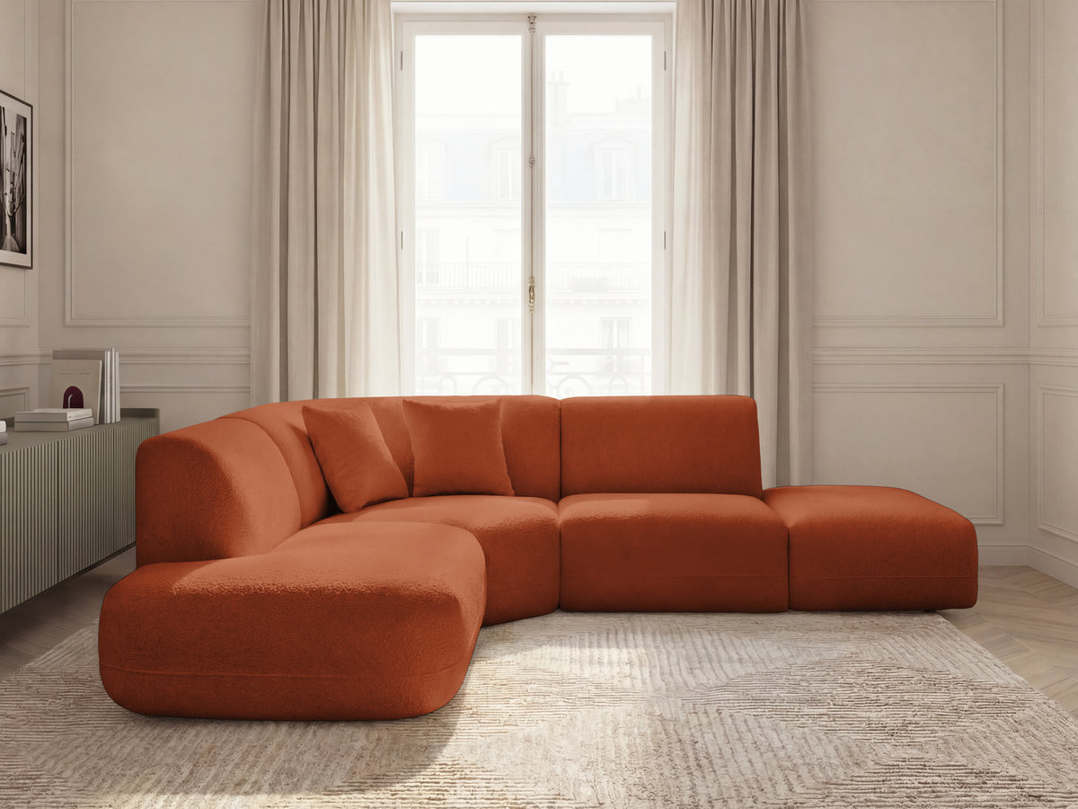 Canapé d'angle L modulable ANDA chenille orange — vue 4