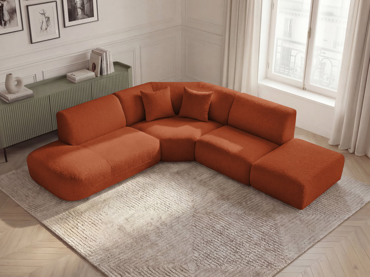 Canapé d'angle L modulable ANDA chenille orange — vue 5