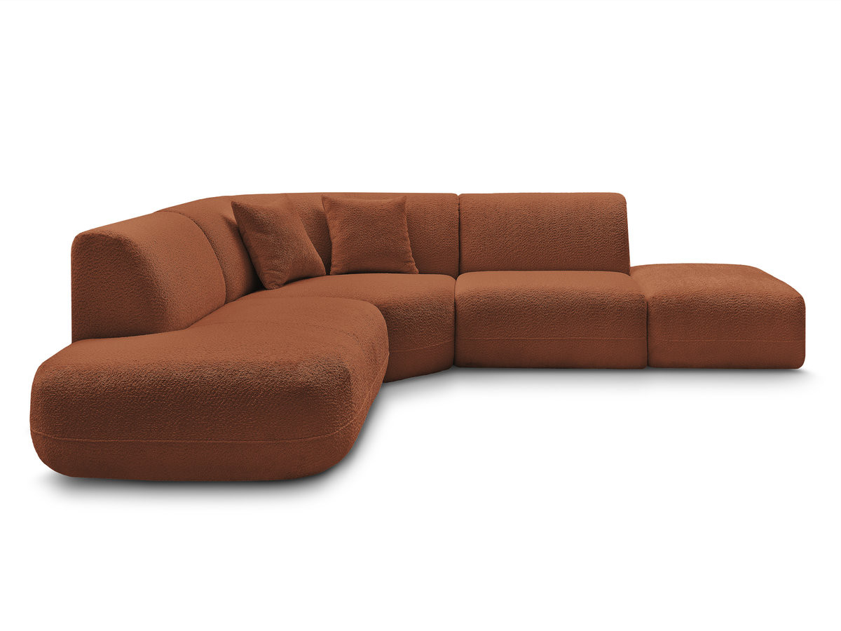 Canapé d'angle L modulable ANDA chenille orange — vue 6