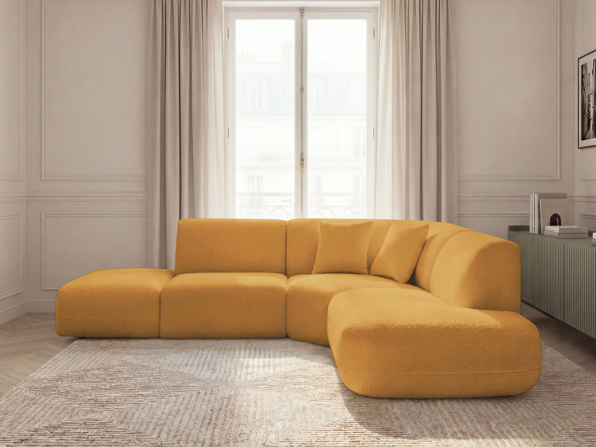 Canapé d'angle L fixe modulable ANDA tissu chenille