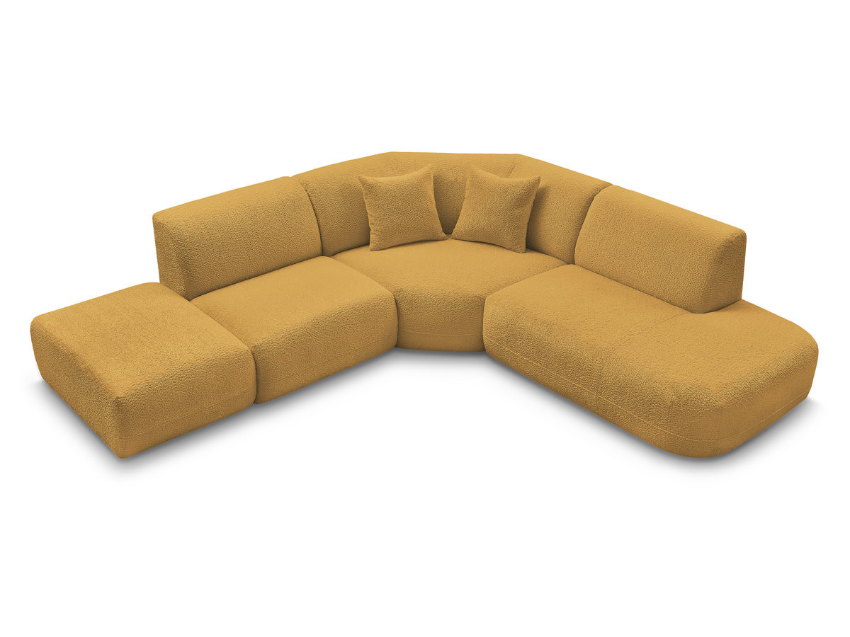 Canapé d'angle L fixe modulable ANDA tissu chenille