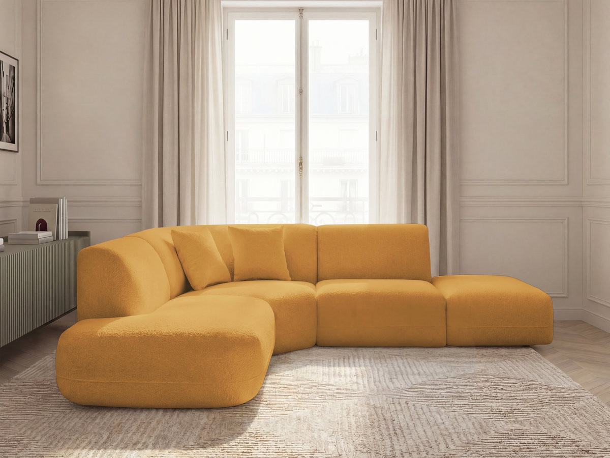 Canapé d'angle L fixe modulable ANDA tissu chenille