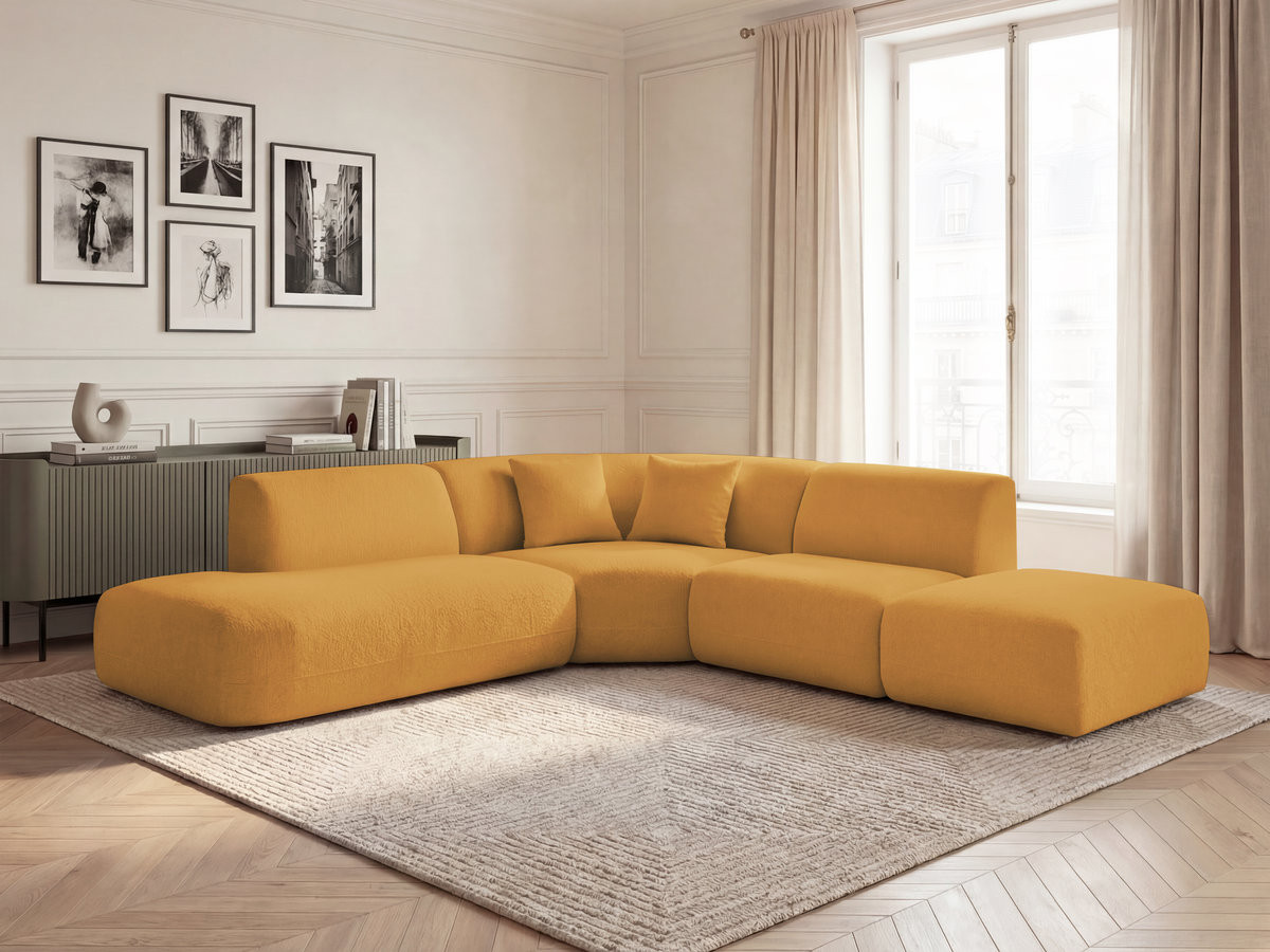 Canapé d'angle L modulable ANDA chenille jaune — vue 5