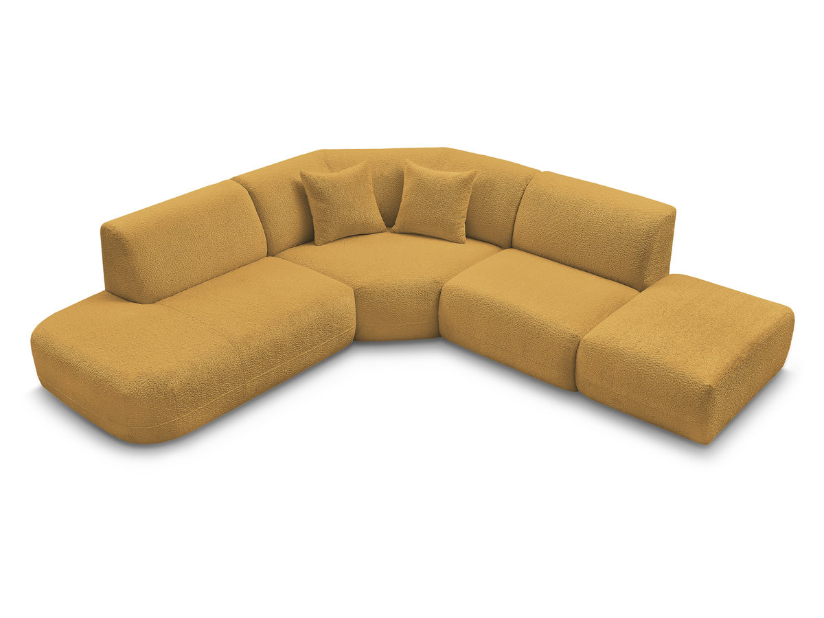Canapé d'angle L fixe modulable ANDA tissu chenille