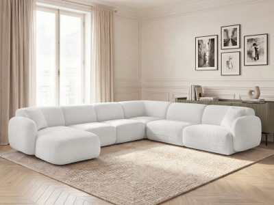 Canapé panoramique fixe modulable ANDA avec 1 méridienne, 2 chauffeuses et 1 petit angle