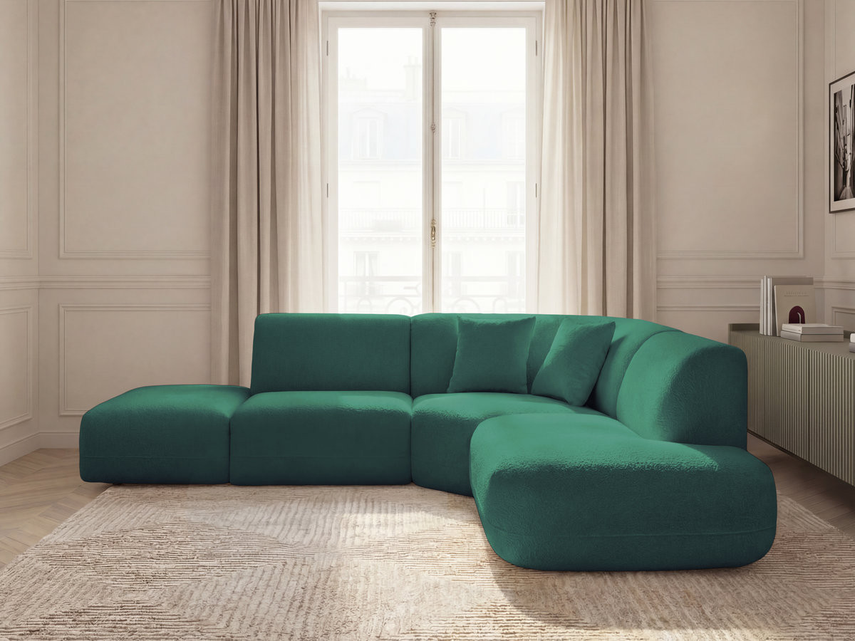 Canapé d'angle L fixe modulable ANDA tissu chenille