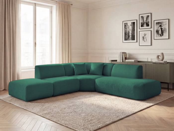 Canapé d'angle L fixe modulable ANDA tissu chenille