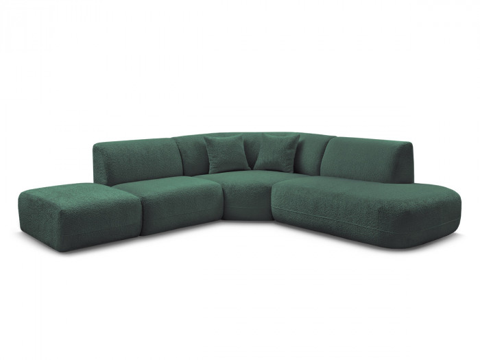 Canapé d'angle L fixe modulable ANDA tissu chenille