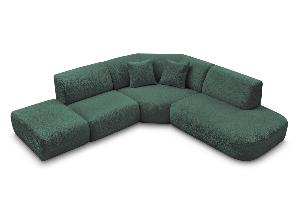 Canapé d'angle L fixe modulable ANDA tissu chenille
