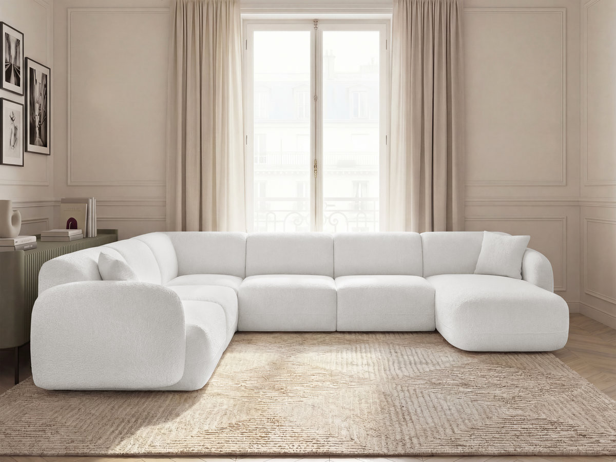 Canapé panoramique fixe modulable ANDA avec 1 méridienne, 2 chauffeuses et 1 petit angle