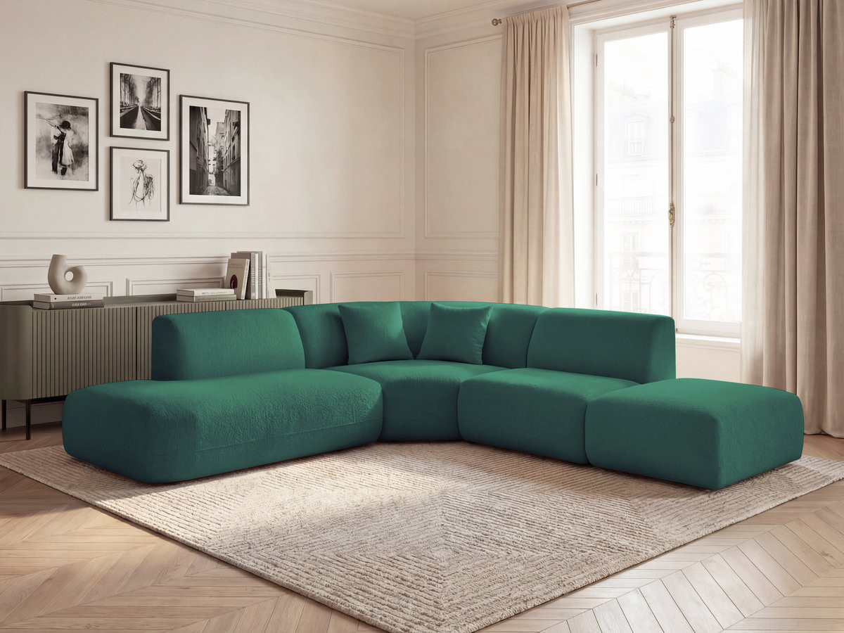 Canapé d'angle L fixe modulable ANDA tissu chenille