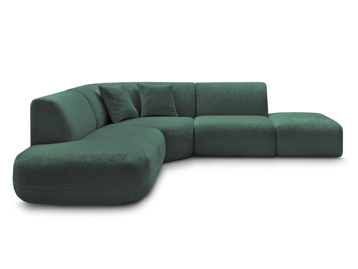 Canapé d'angle L modulable ANDA chenille vert foncé — vue 6