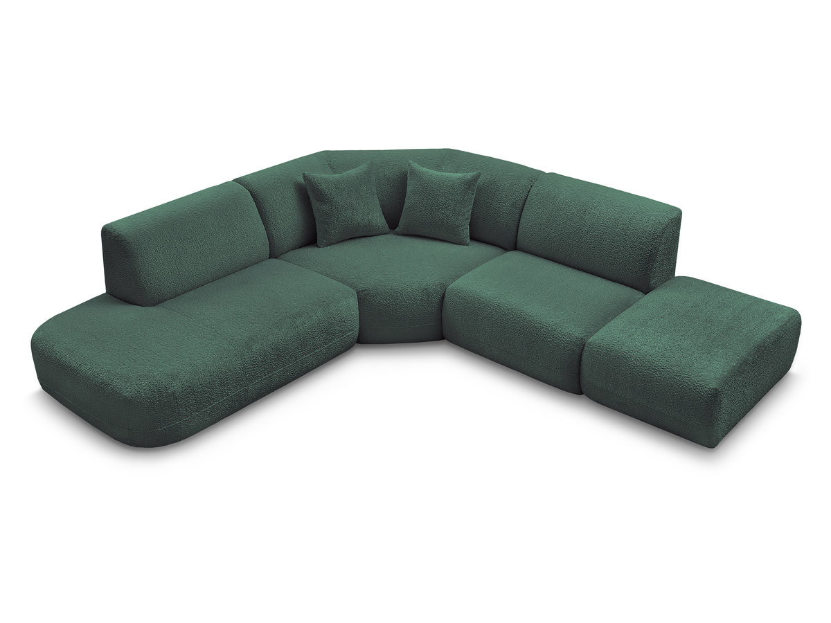 Canapé d'angle L fixe modulable ANDA tissu chenille
