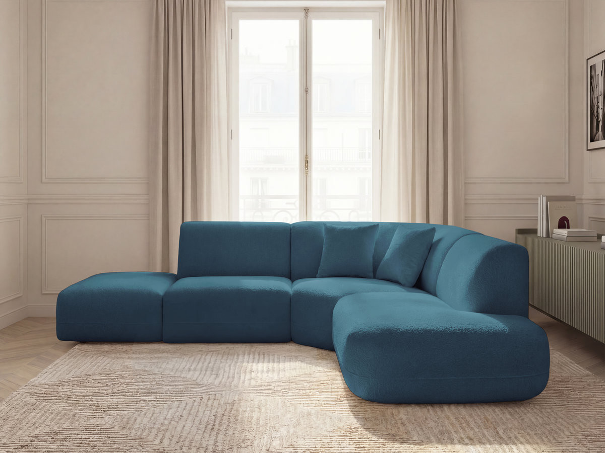 Canapé d'angle L fixe modulable ANDA tissu chenille